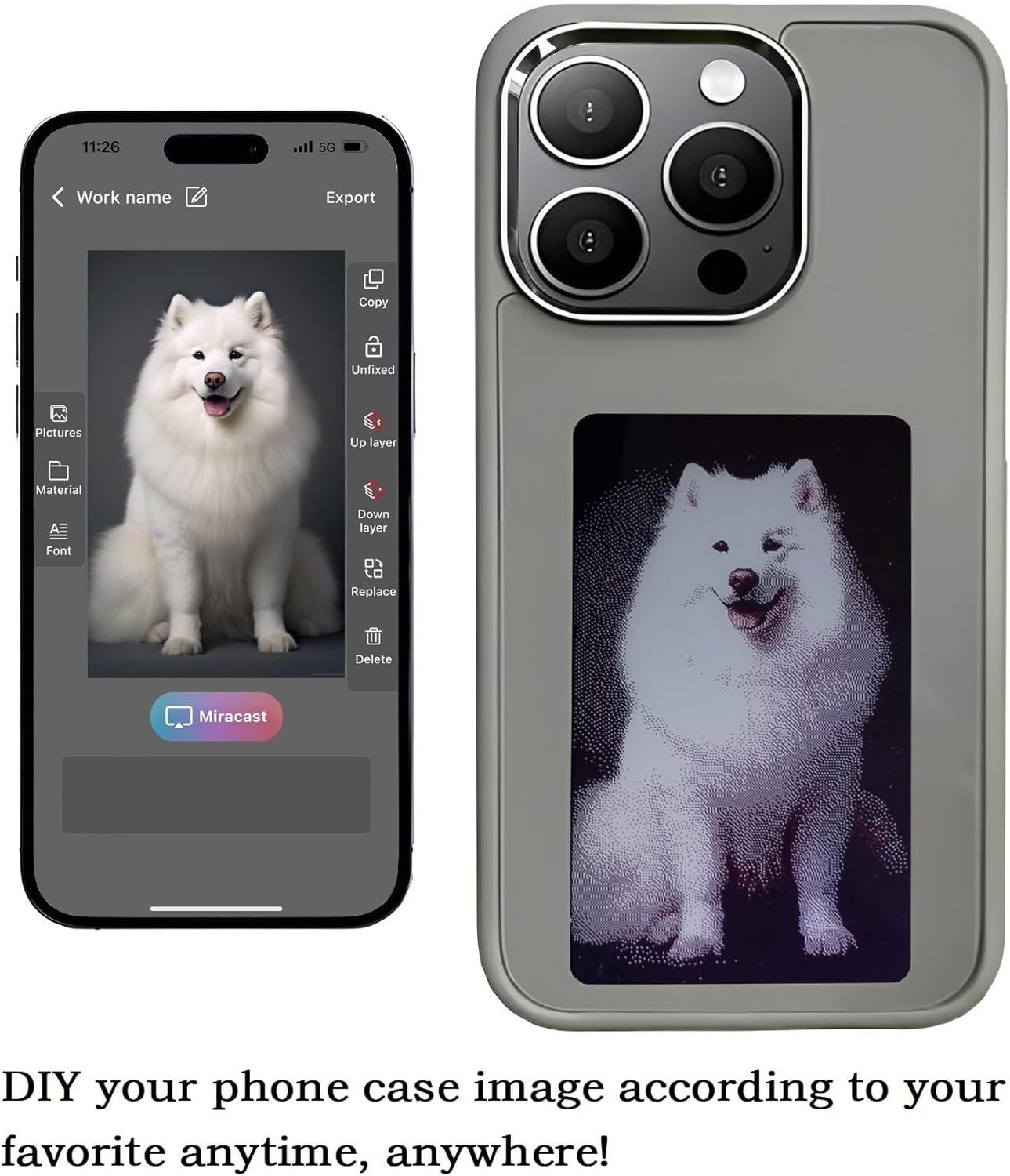 DIY E-Ink Phone Case for iPhone 13-15 𝐀𝐏𝐏 𝐎𝐩𝐞𝐫𝐚𝐭𝐢𝐨𝐧 Smart Photo Rear Projection Customized The Ink Screen Back Cover Personalize Your Phone case