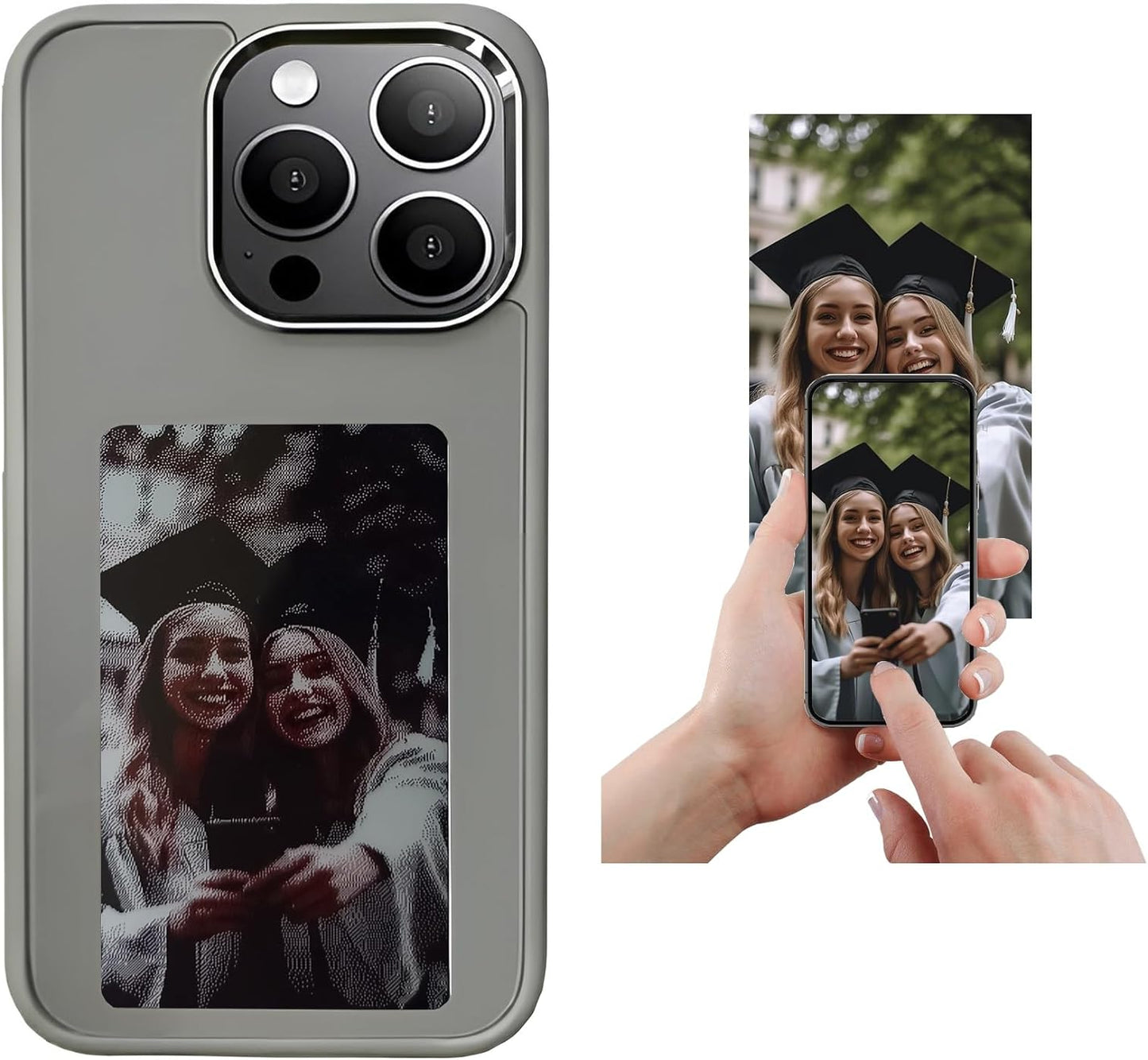 DIY E-Ink Phone Case for iPhone 13-15 𝐀𝐏𝐏 𝐎𝐩𝐞𝐫𝐚𝐭𝐢𝐨𝐧 Smart Photo Rear Projection Customized The Ink Screen Back Cover Personalize Your Phone case