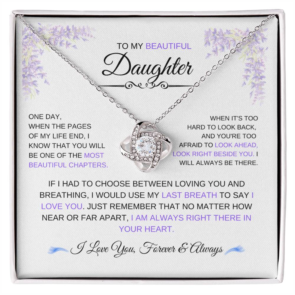 To My Beautiful Daughter Love Knot Necklace