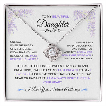 To My Beautiful Daughter Love Knot Necklace